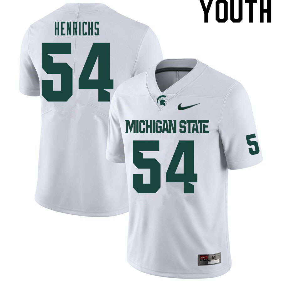 Youth #54 Jack Henrichs Michigan State Spartans College Football Jerseys Sale-White